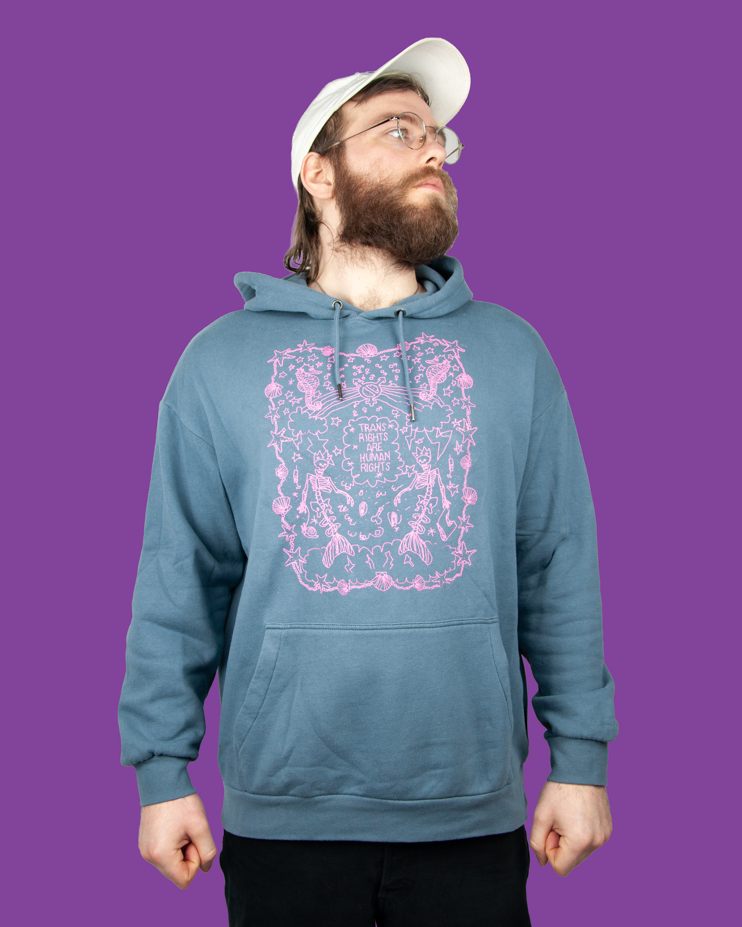 Trans Rights are Human Rights Hoodie upcycled