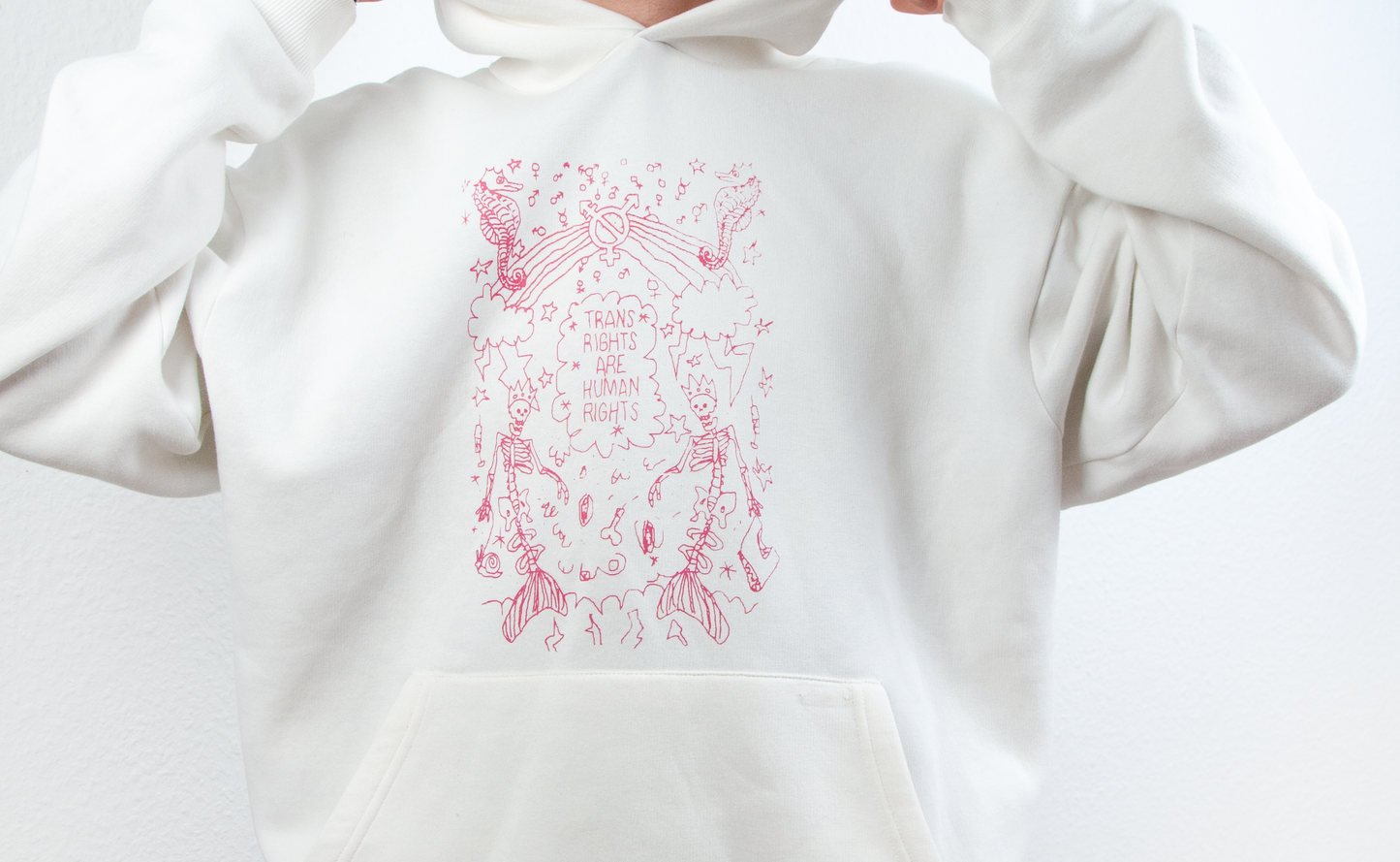 TRANS RIGHTS ARE HUMAN RIGHTS - Kapuzenpullover mit Siebdruck