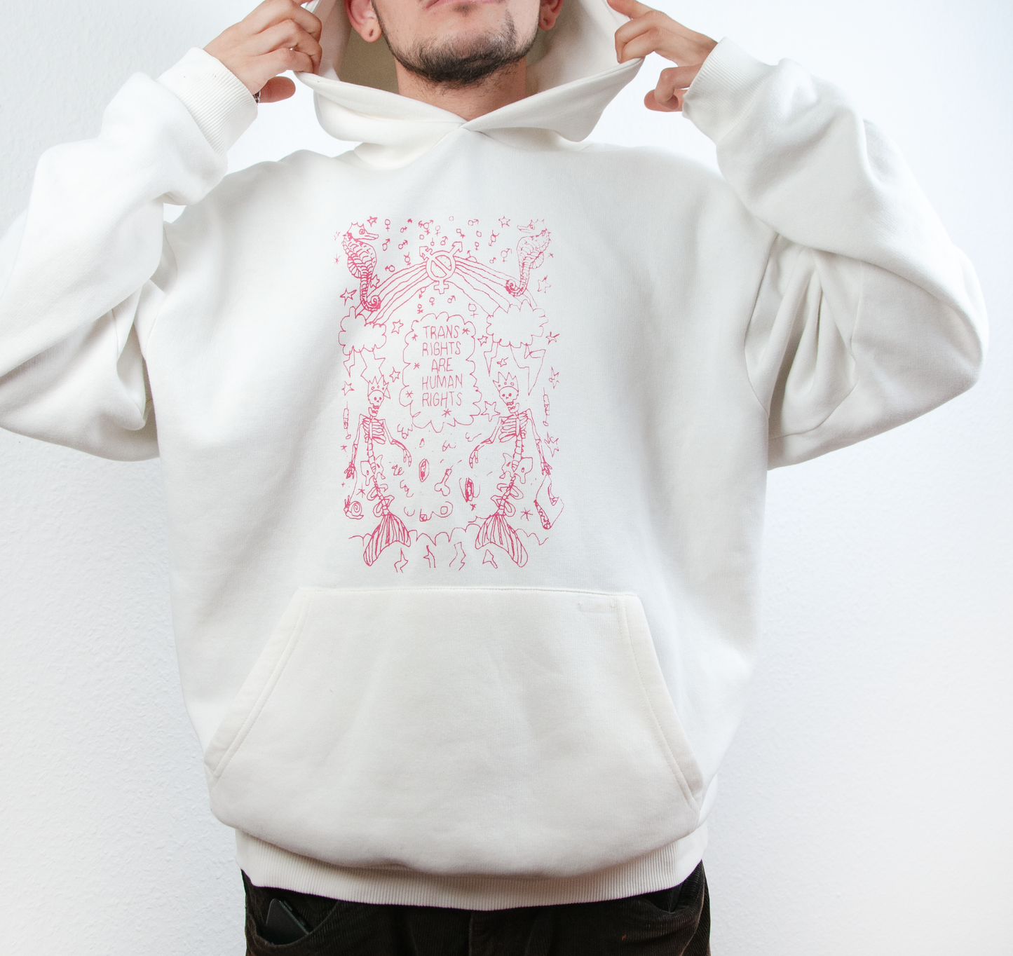 TRANS RIGHTS ARE HUMAN RIGHTS - Kapuzenpullover mit Siebdruck