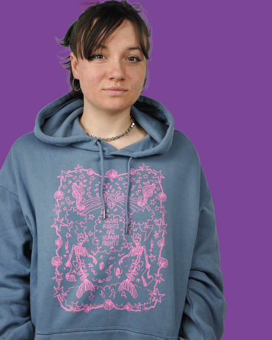 Trans Rights are Human Rights Hoodie upcycled